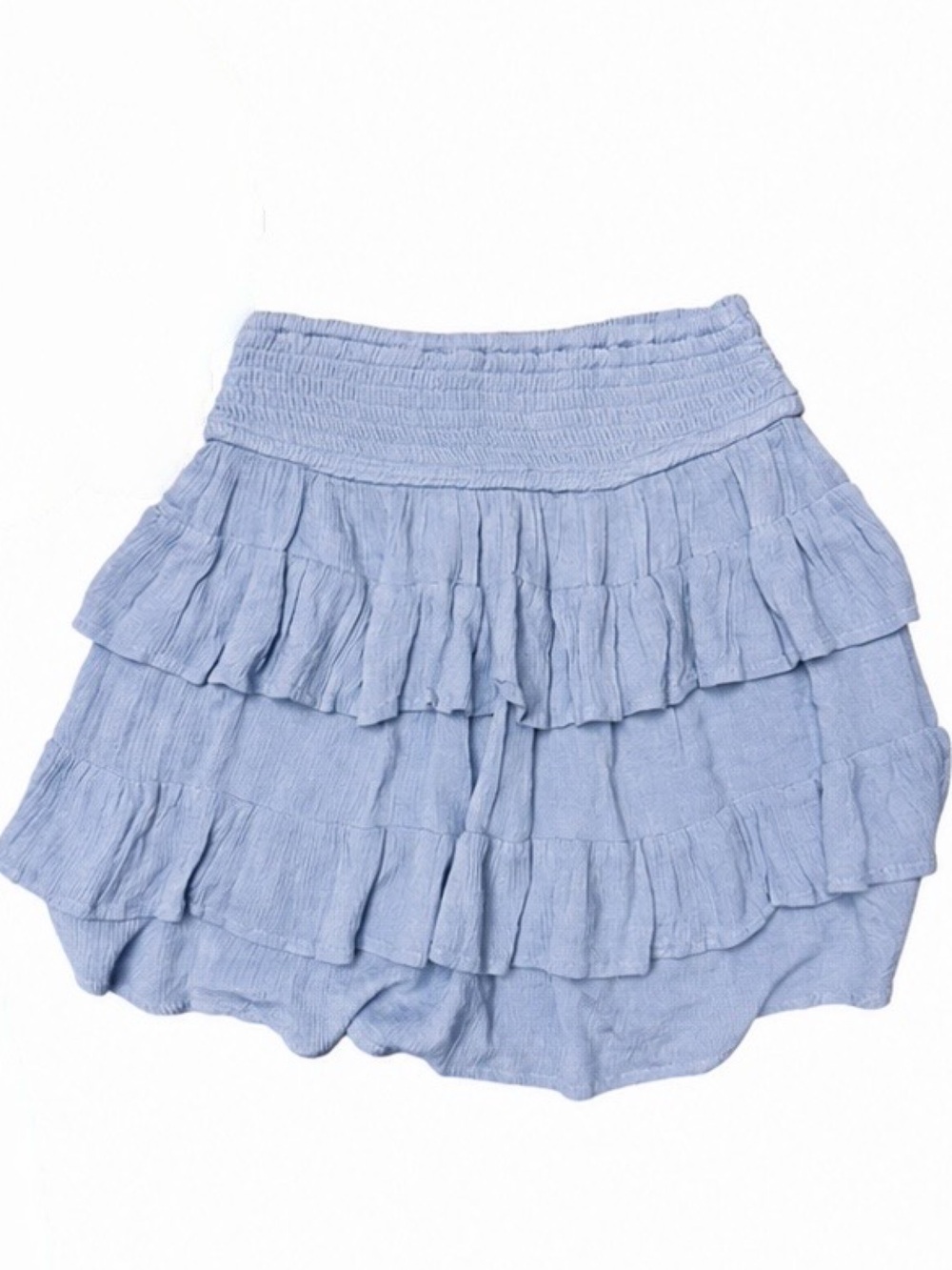 Hollister Blue Ruffle Mini Skirt XS NWT Cottagecore Coquette Tiered with Shorts - Picture 4 of 8